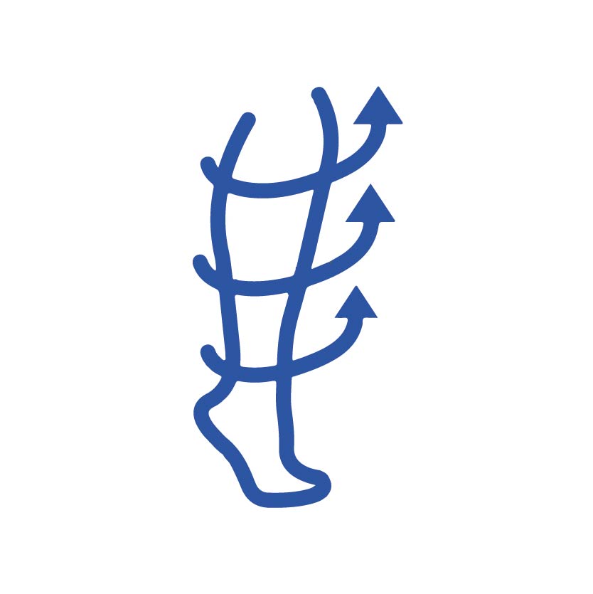 an illustration of a compression for blood circulation on the leg for compression wears products