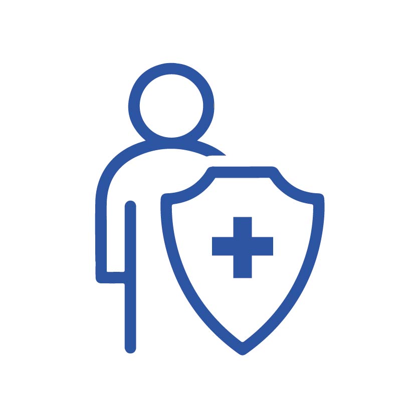 an illustration of a man with medical shield for personal protective products
