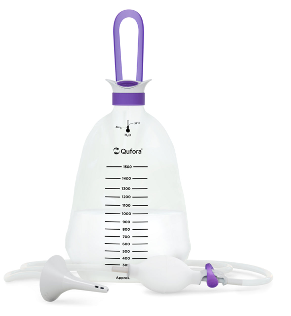 Qufora IrriSedo Flow Type 1 x water bag with pump and water flow regulator, 15 x cones, 1 x hook, 1 x toilet bag