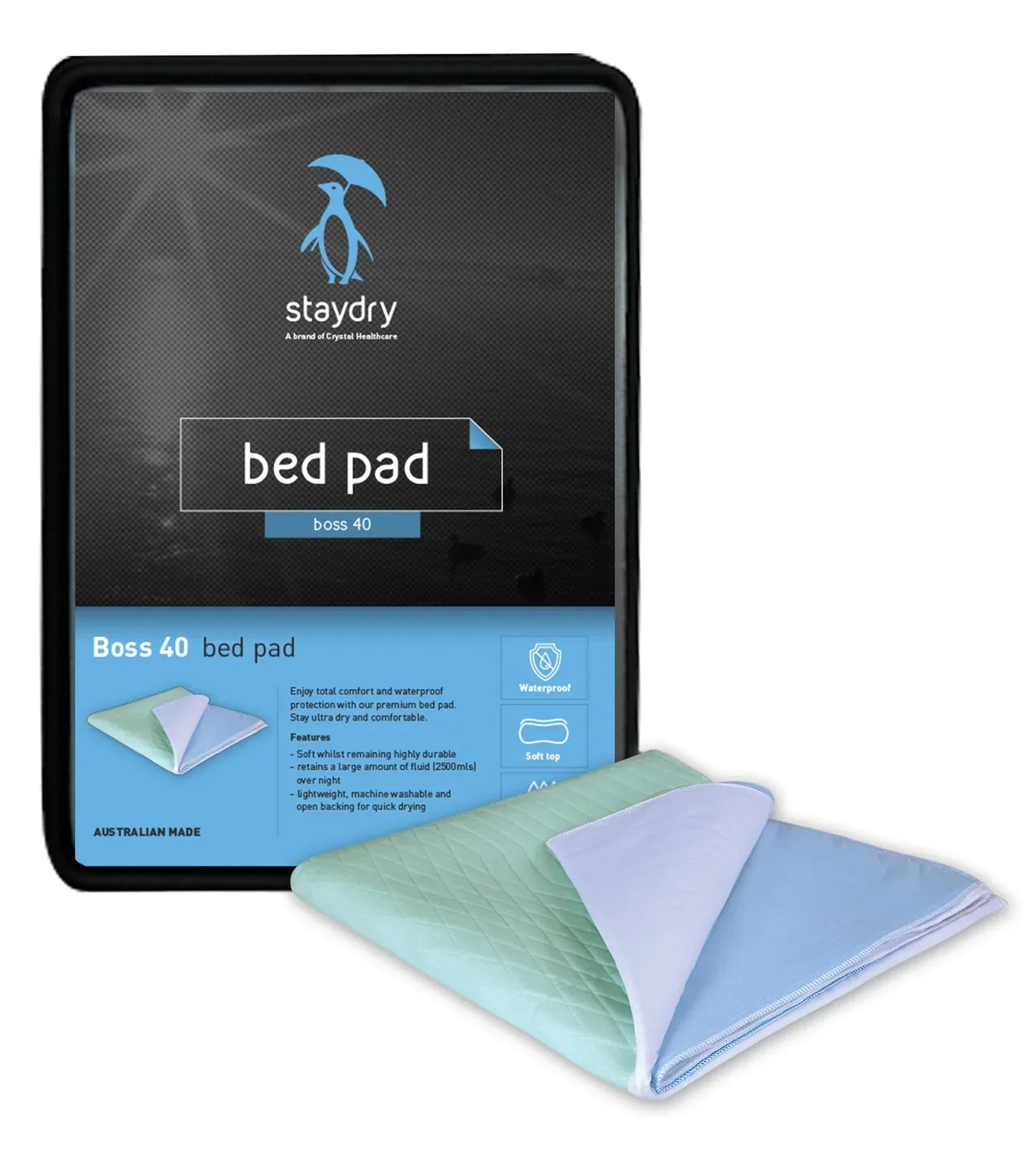 Staydry Boss 40 All in One Bed Pad with Tuck-in's (90 x 154cm)
