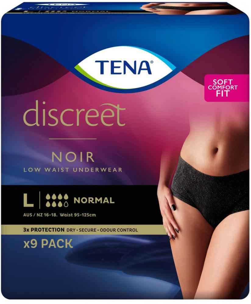 TENA Discreet Low Waist Incontinence Underwear - Black