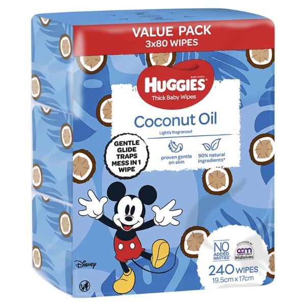 Huggies Coconut Wipes 3x80 Pk (x2) Title Default Title