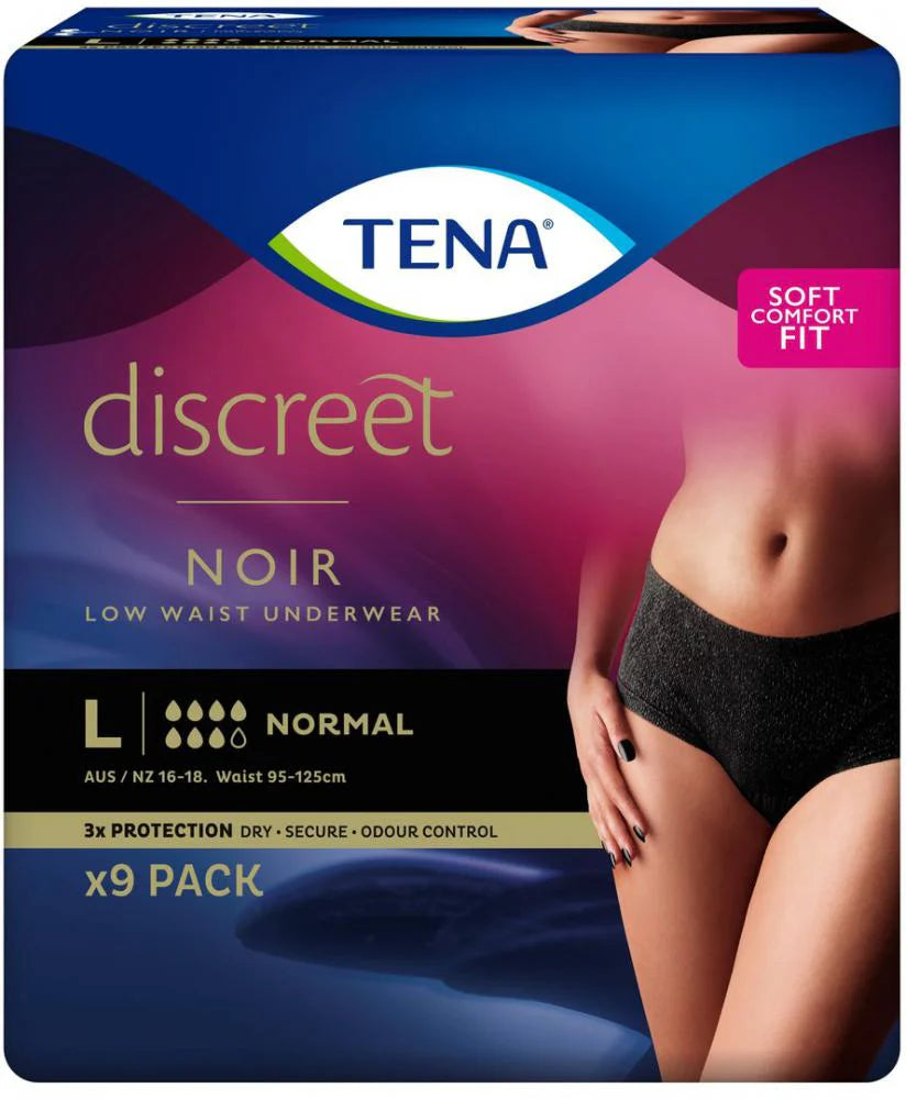 TENA Discreet Low Waist Underwear - 880mL (Black)