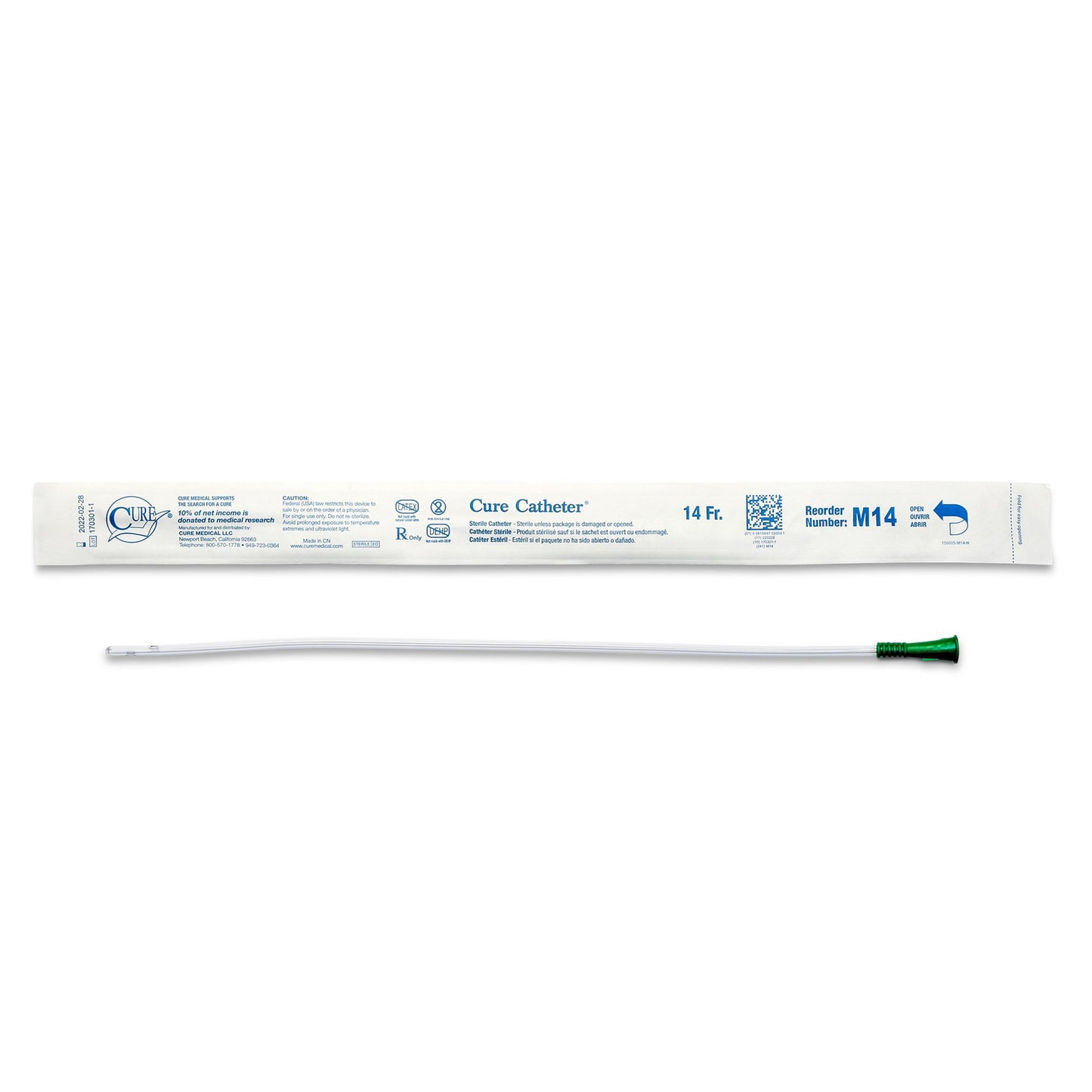 Cure Catheter Uncoated Straight Tip Male Sterile 40cm M14: CH/FR14 (Diameter:4.7mm) (30pkt)