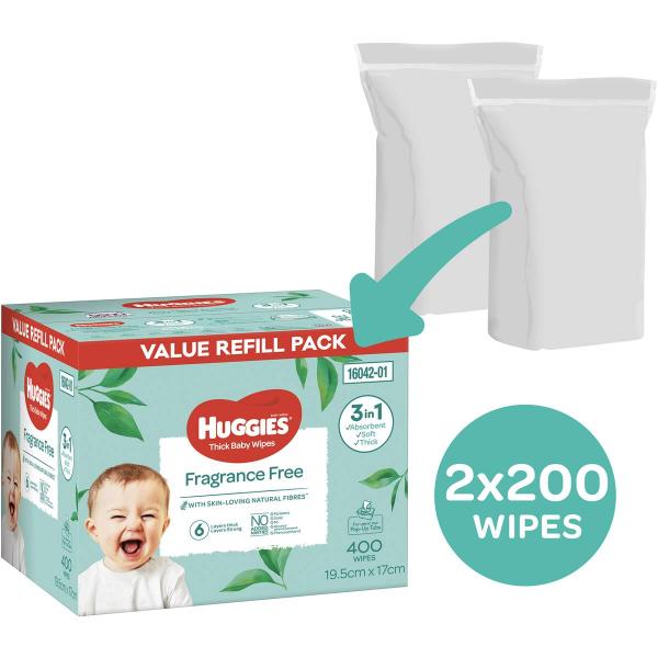 Huggies Wipes Mega Pack Fragrance Free (400)