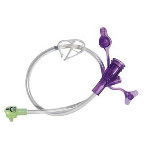 AMT Extension Feed Set ENFit with right angle connector and purple dual Y-port adapter for continuous enteral feeding.