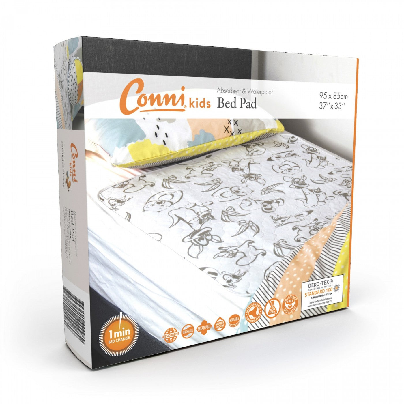 Conni Kids Reusable Bed Pad Design Aussie Animals - 95 x 85cm