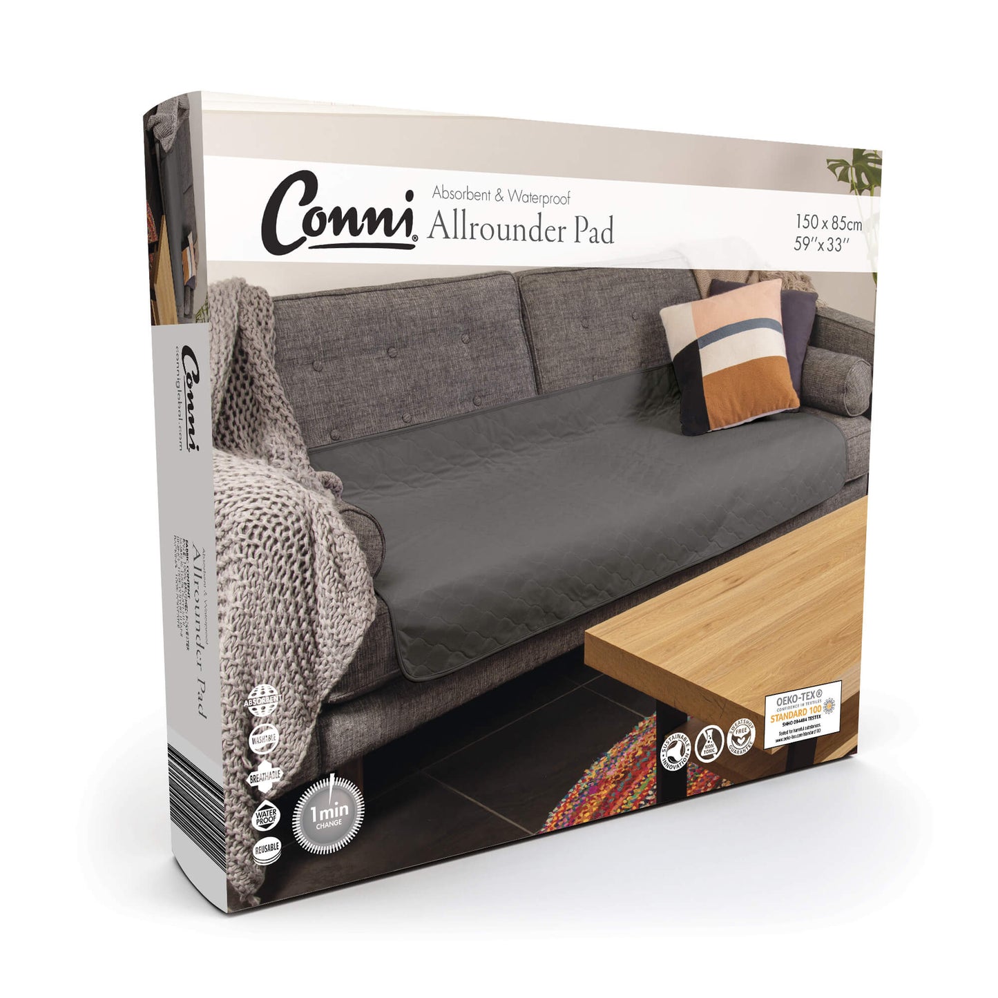 Conni Allrounder Pad Colour Charcoal - 150 x 85cm