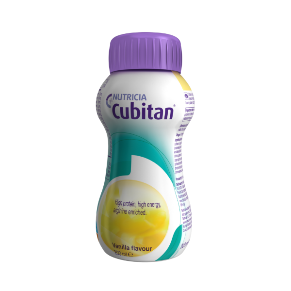 Single 200ml Cubitan Vanilla bottle – Ready-to-drink high protein nutritional supplement for wound healing.