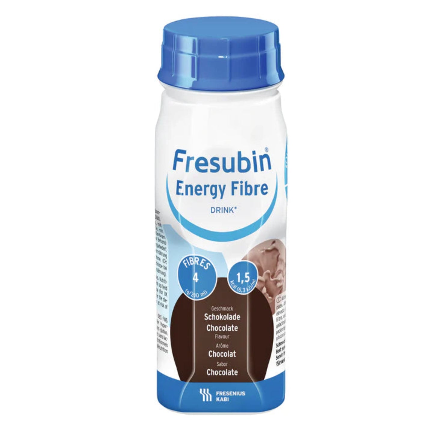 Chocolate flavoured Fresubin Energy Fibre high-calorie nutritional supplement with fibre