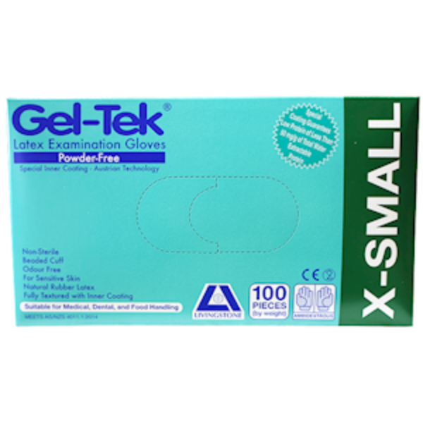 Geltek Latex Examination Gloves, Powder Free