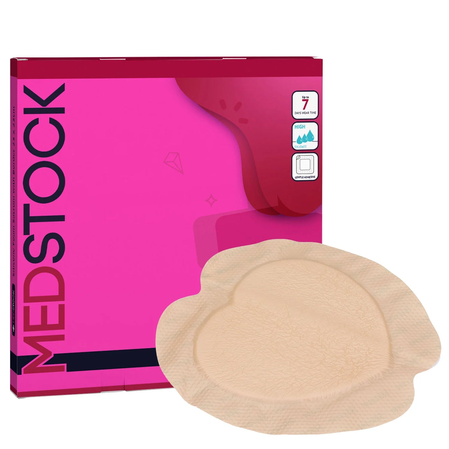 Medstock Silicone Foam Sacrum with Border Size 23cm x 23cm - Box/5
