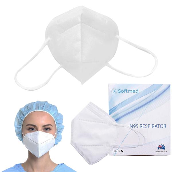 N95 respirator face mask with earloops in a 10-pack for maximum protection