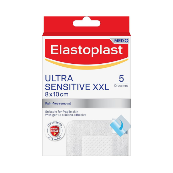 Elastoplast Ultra Sensitive XXL Size 8cm x 10cm - 5 Dressings