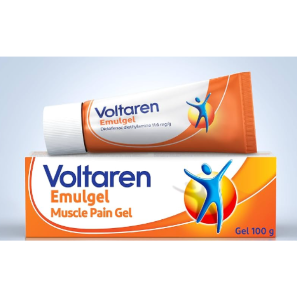 Voltaren Emulgel 100g: Topical anti-inflammatory gel for muscle and joint pain relief.