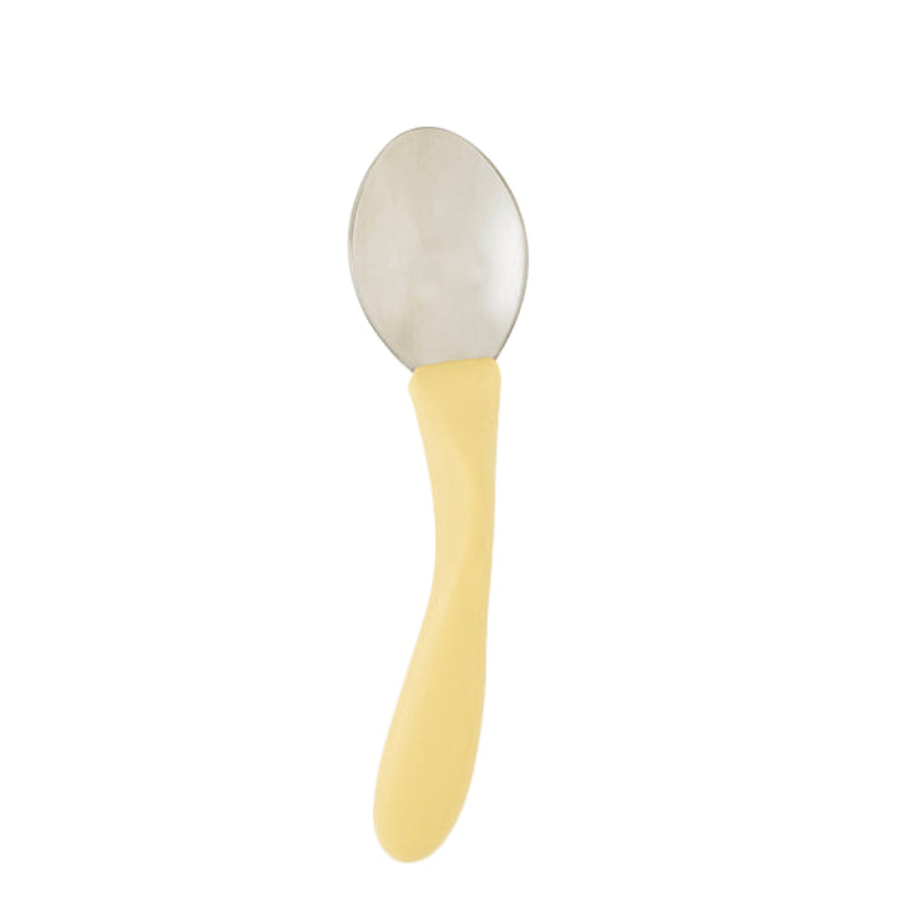Homecraft Caring angled cutlery right-handed spoon in ivory with contoured handle.