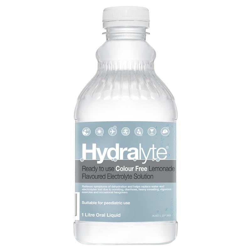Hydralyte Liquid 1L Lemonade flavor - rehydration solution.