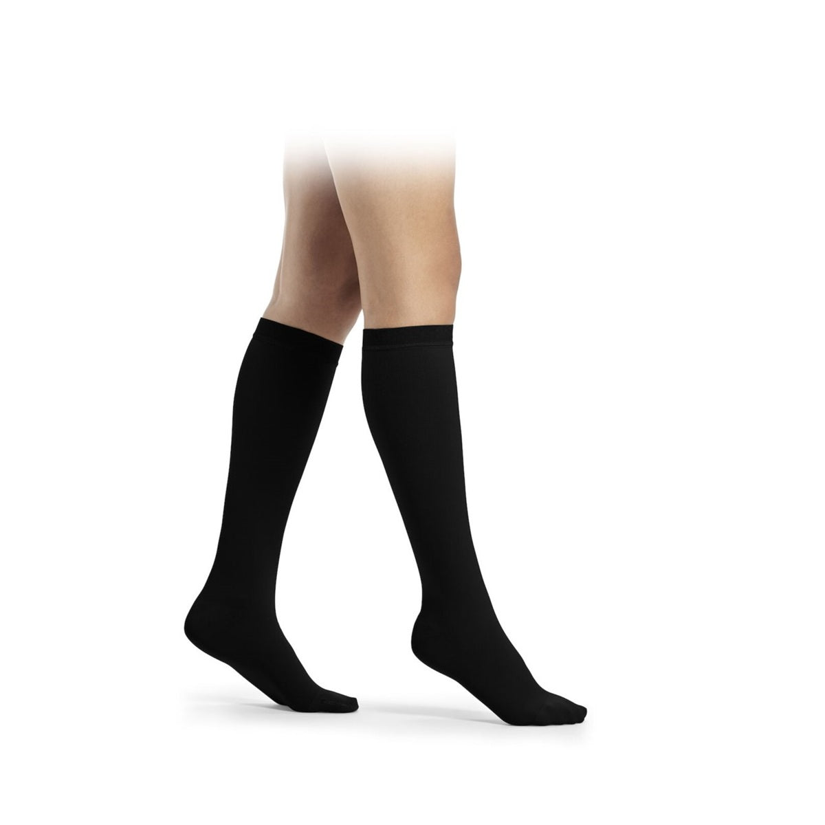 Sigvaris Cotton Class 2 Calf Knobbed Grip-Top Closed Toe - Black