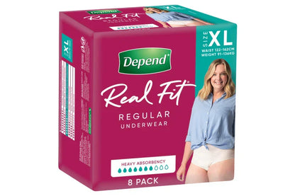 Depend® Real Fit® Regular Underwear for Women  Large - (Hip: 112-137cm), (Waist: 97-162cm) (8pkt)