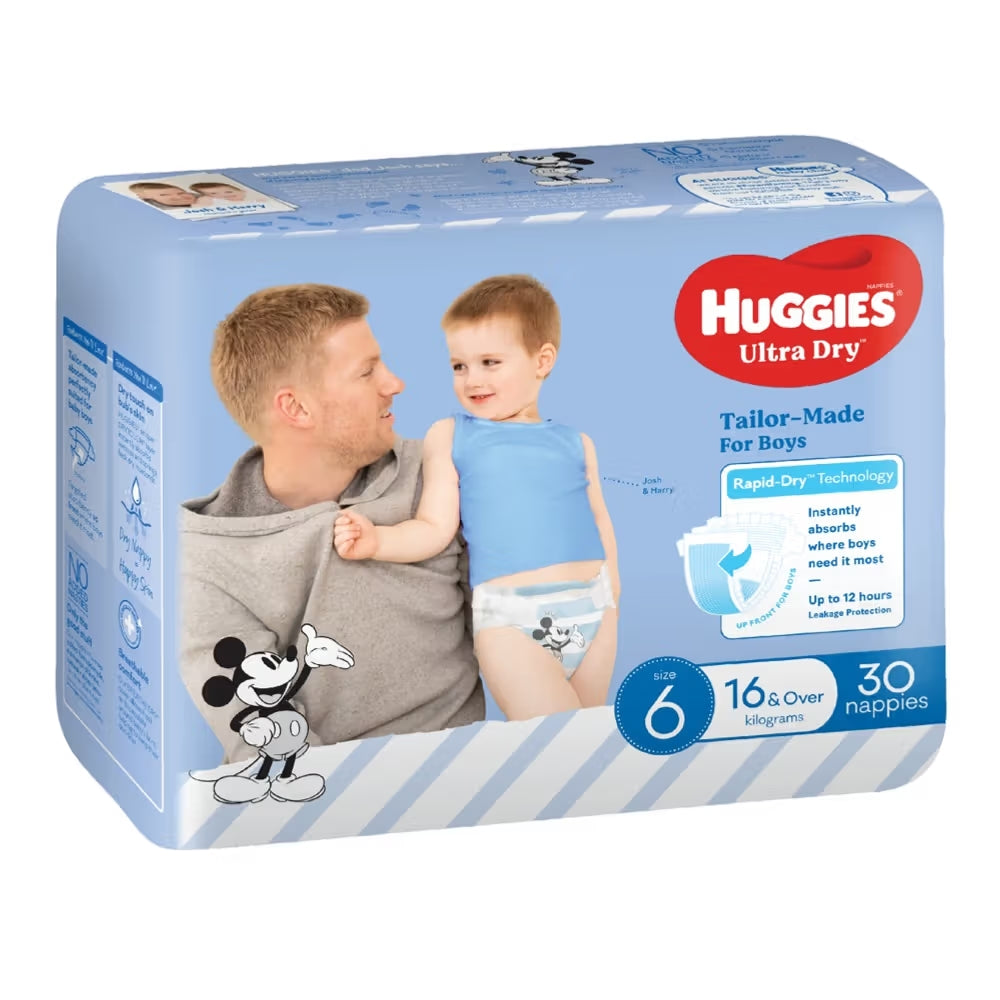 Huggies Ultra Dry Nappies Boys Size 6 (16kg+) - 30 Count