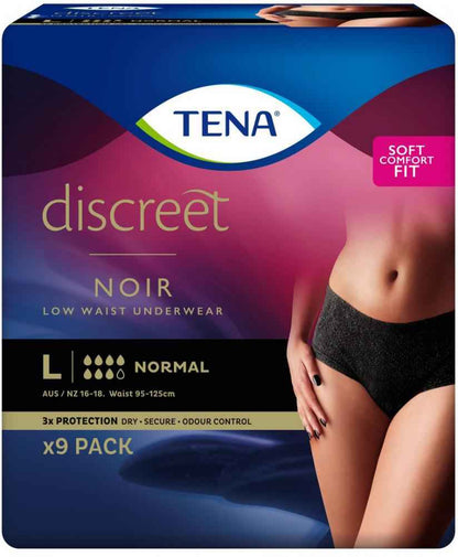 TENA Discreet Low Waist Incontinence Underwear - Black