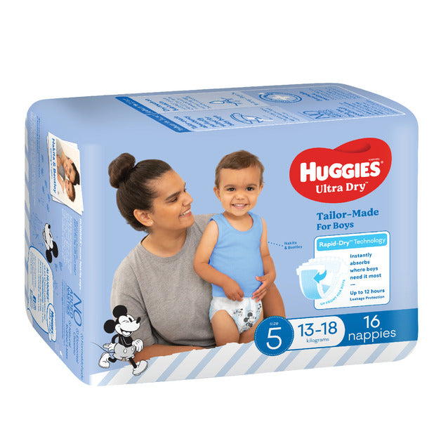 Huggies Ultra Dry Boy Nappies - Size 5 (13-18Kg) (16 nappies)