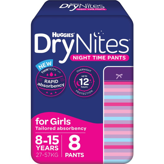 Huggies DryNites Girls 8 - 15 Years (27-57Kg) (8pkt)