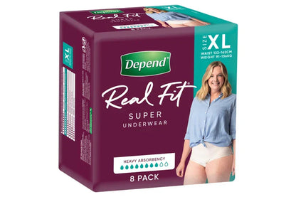 Depend Real Fit Super Underwear for Women (Carton of 4 x 8pk)