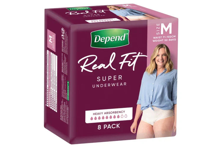 Depend Real Fit Super Underwear for Women (Carton of 4 x 8pk)