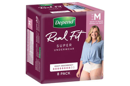 Depend Real Fit Super Underwear for Women (Carton of 4 x 8pk)