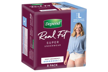Depend Real Fit Super Underwear for Women (Carton of 4 x 8pk)