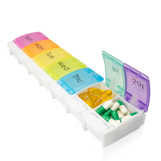 Large Pill Dispenser with Push Button Pack 7 Day