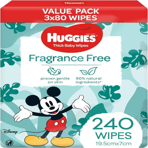 Huggies Unscented Wipes Refill - 2 x (3 x 80 Wipes) Title Default Title