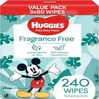 Huggies Unscented Wipes Refill (Carton of 2 x 240pk)