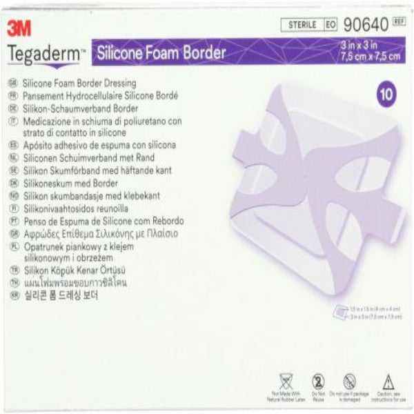 Tegaderm Silicone Foam Border  8cm x 8cm - Box/10