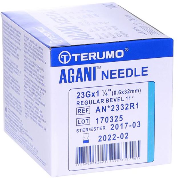 Terumo AGANI Hypodermic Needles  23G x 32mm - Box of 100