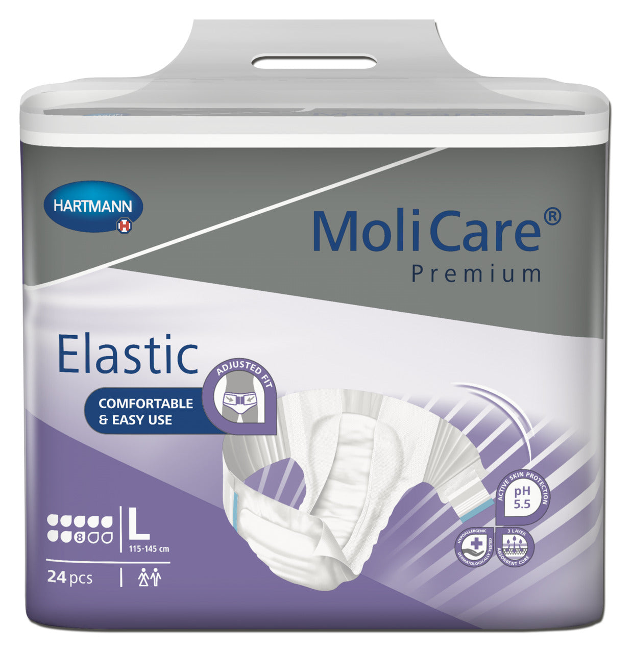 MoliCare Premium Elastic 8 Drop  Medium - 3144ml, 85 - 120cm (26pkt)