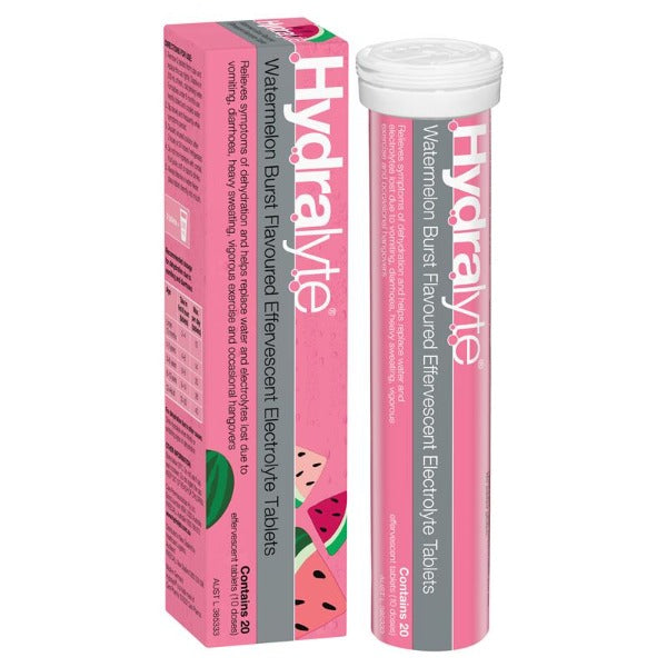 Hydralyte Electrolyte Effervescent 20 Tablets  Watermelon Burst flavor
