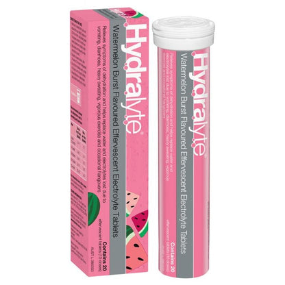 Hydralyte Electrolyte Effervescent 20 Tablets  Watermelon Burst flavor