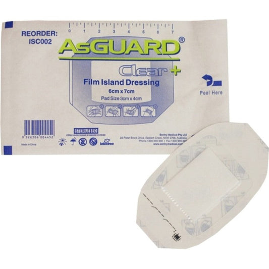 Asguard Clear + Film Island Dressing Size 4cm x 5cm - Box/50