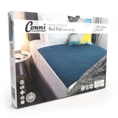 Conni Reusable Bed Pad with Tuck-ins  Teal Blue - 100 x 100cm