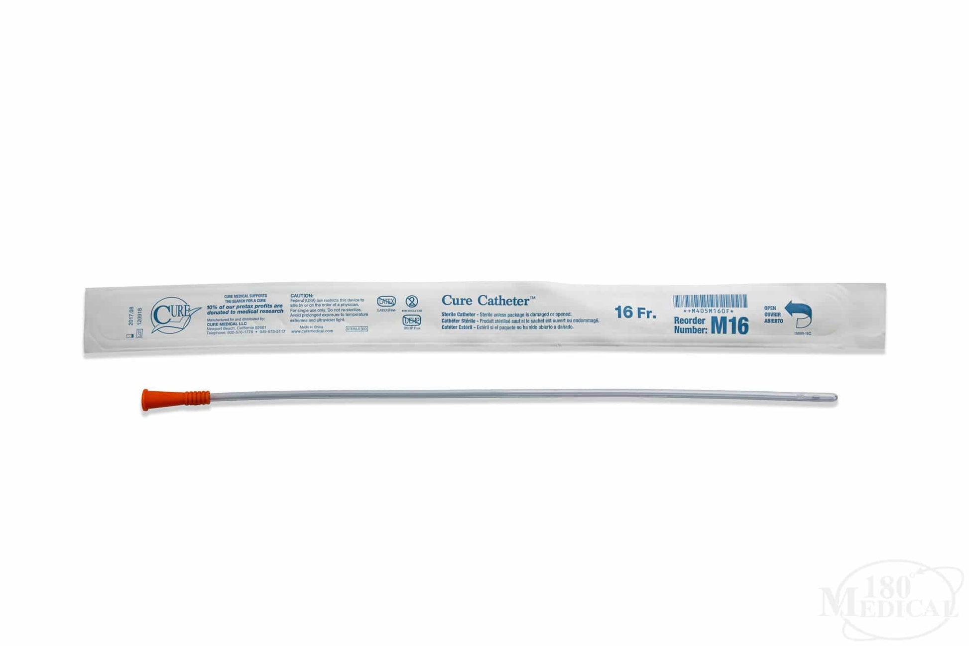 Cure Catheter Uncoated Straight Tip Male Sterile 40cm  M18: CH/FR18 (Diameter:6mm) (30pkt)