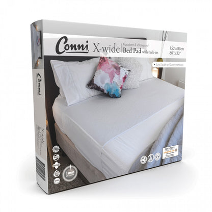Conni X-wide Reusable Bed Pad with Tuck-ins Colour White - 153 x 85cm
