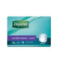 Depend Super Unisex Underwear Extra Large (Carton of 4 x 12)