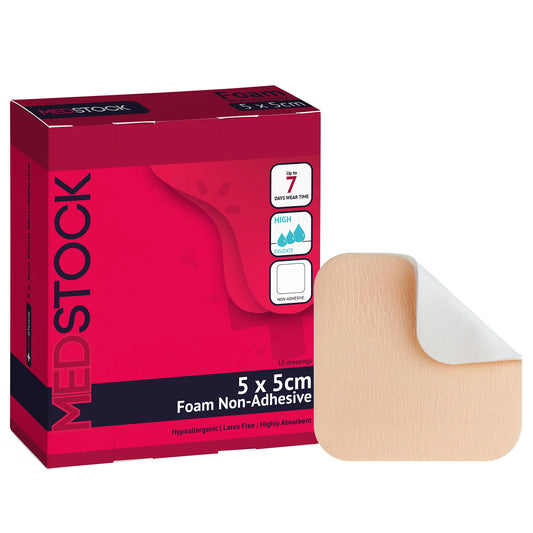 Medstock Foam Non-Adhesive Dressing 5cm x 5xm (10) Title Default Title
