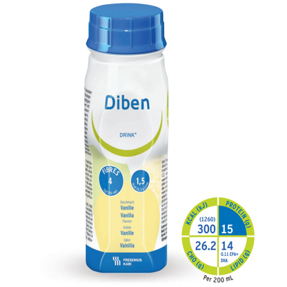 Fresubin diben drink 200ml bottle with nutritional info