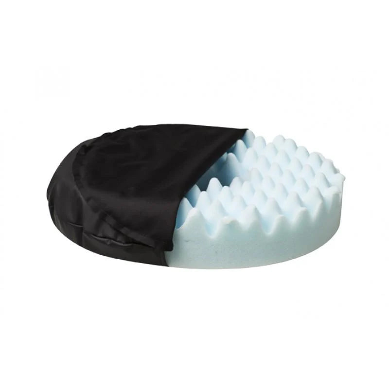 Max Mobility ring cushion convoluted PU foam variant with centre opening for seated comfort.