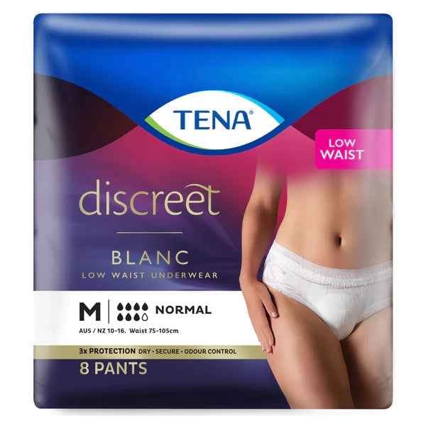 TENA Discreet Low Waist Incontinence Underwear - White