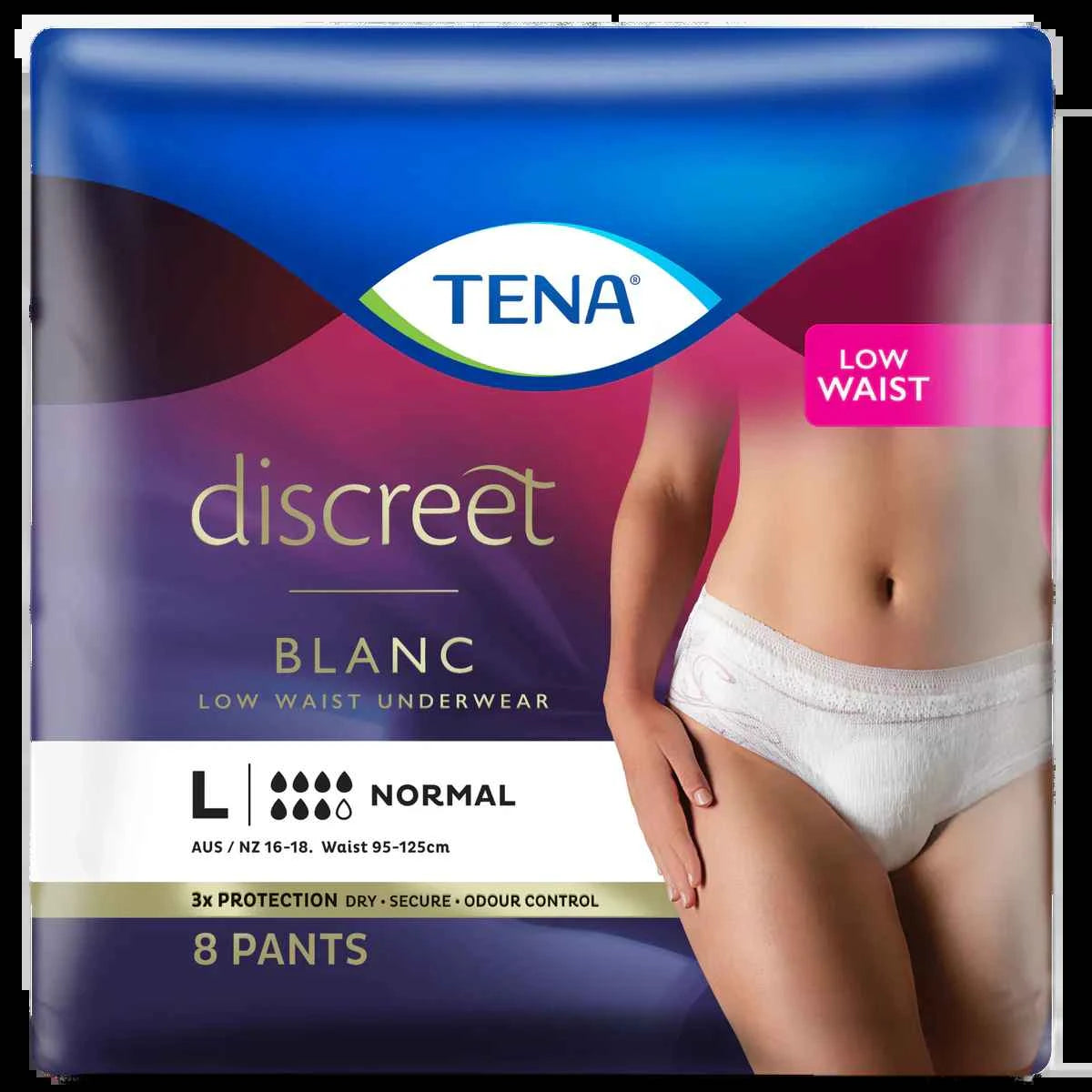 TENA Discreet Low Waist Incontinence Underwear - White