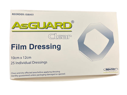Asguard Clear + Film Island Dressing  10cm x 12cm - Box/25